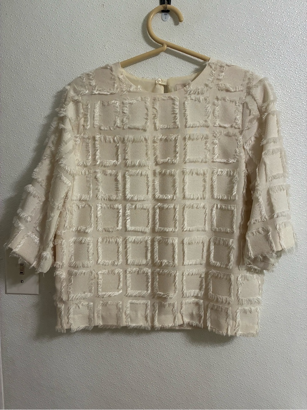 H& M Textured Ivory Square-Pattern Women's Top size 8